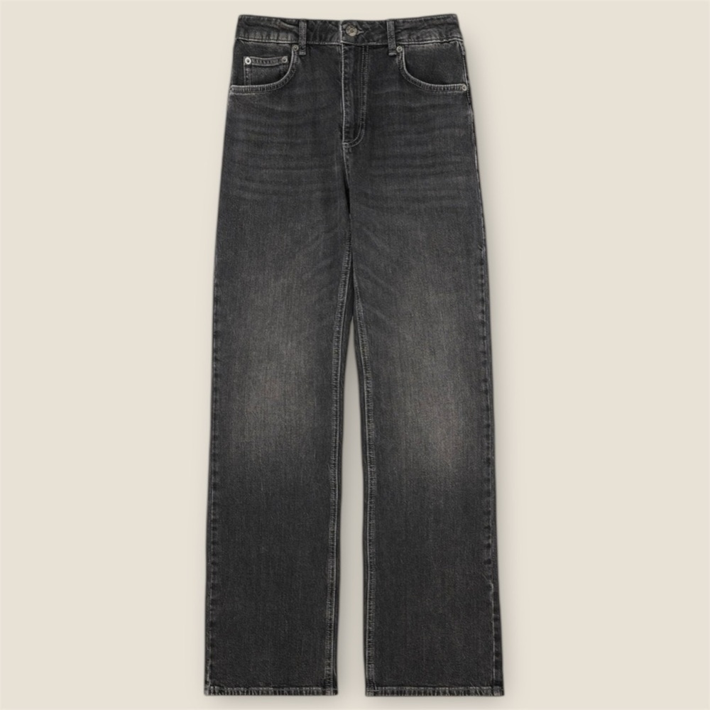 NAKD Straight Mid Waist Jeans in Dark Grey